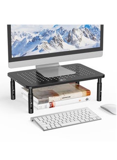 FlashHawk 2 Pack Monitor Stand Riser, 3 Height Adjustable, Laptop Holder for Office, with Ventilation Holes​, ​​Space-Saving Efficiency, Black  - Image 2