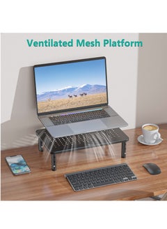 FlashHawk 2 Pack Monitor Stand Riser, 3 Height Adjustable, Laptop Holder for Office, with Ventilation Holes​, ​​Space-Saving Efficiency, Black  - Image 4