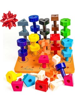 Skoolzy Toddler Peg Board 38 Pcs - Pegboard For Toddlers - Stacking Peg Board - Montessori Learning Toys For Toddlers 2+  - Image 1