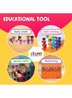 Skoolzy Toddler Peg Board 38 Pcs - Pegboard For Toddlers - Stacking Peg Board - Montessori Learning Toys For Toddlers 2+  - Image 4