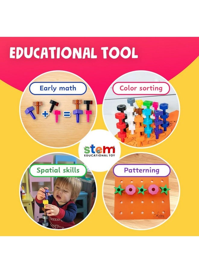 Skoolzy - Toddler Peg Board 38 Pcs - Pegboard For Toddlers - Stacking Peg Board - Montessori Learning Toys For Toddlers 2+ - Image 1