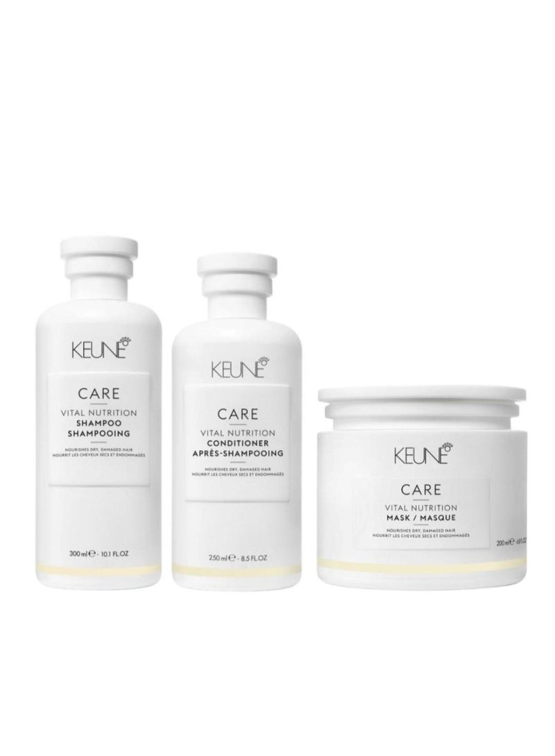 Keune ‏Keune Care Vital Nutrition Shampoo 300ml + Keune Care Vital Nutrition Conditioner 250ml + Keune Care Vital Nutrition Mask 200ml - Image 1