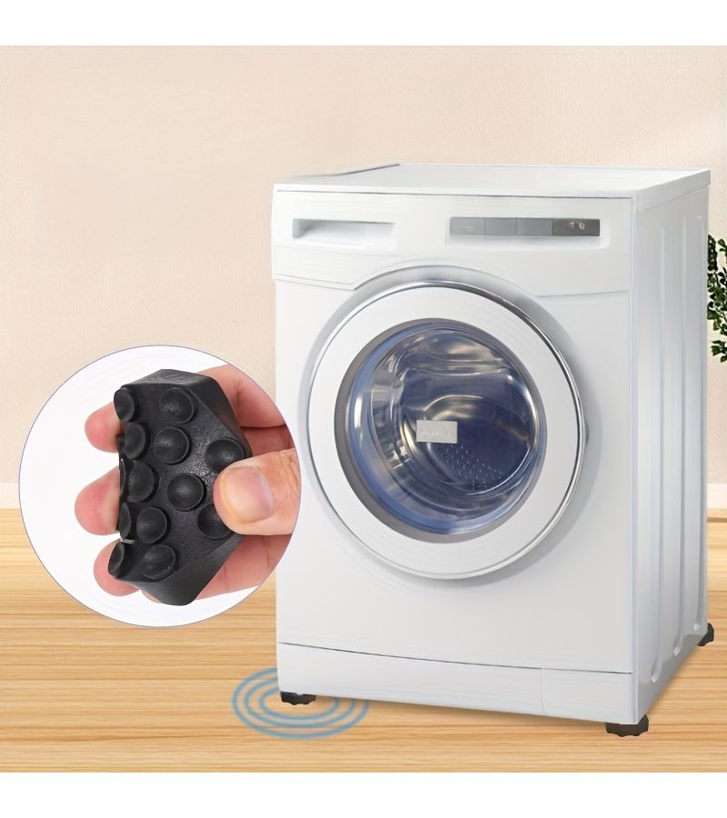 4 Black Antivibration Pads for Washing Machine Suction Cup Feet Anti Slip Shock Absorbing - Image 4