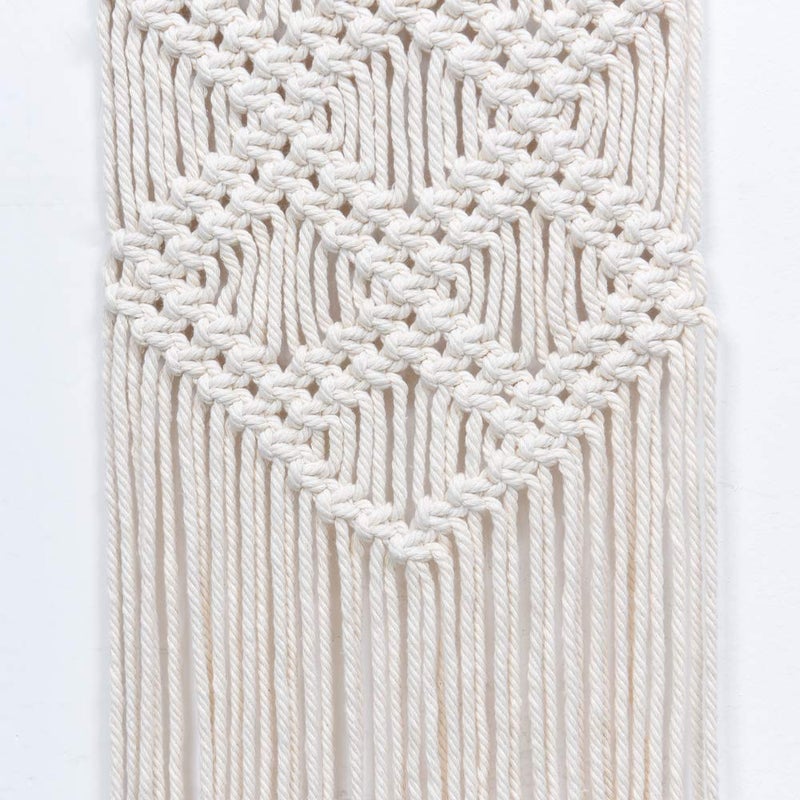 Ebristar Macrame Wall Hanging - Boho Chic Handmade Woven Tapestry - Modern Rustic Wall Art Home Decor - Apartment Dorm Bedroom Nursery Wall Decoration, 10" W x 39" L - Off-White - Image 3