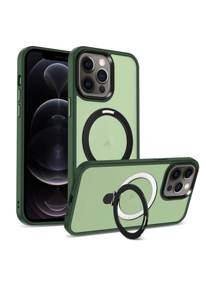 Zaboon Case For iPhone 12 Pro Skin-feel MagSafe Holder PC Hybrid TPU Phone Case - Image 1