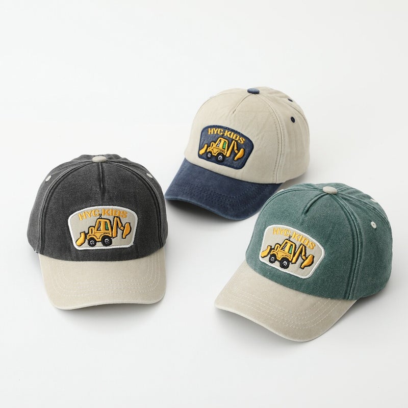 Excavator Kids Cap Washed Patch Baseball Hat Cotton - Image 4