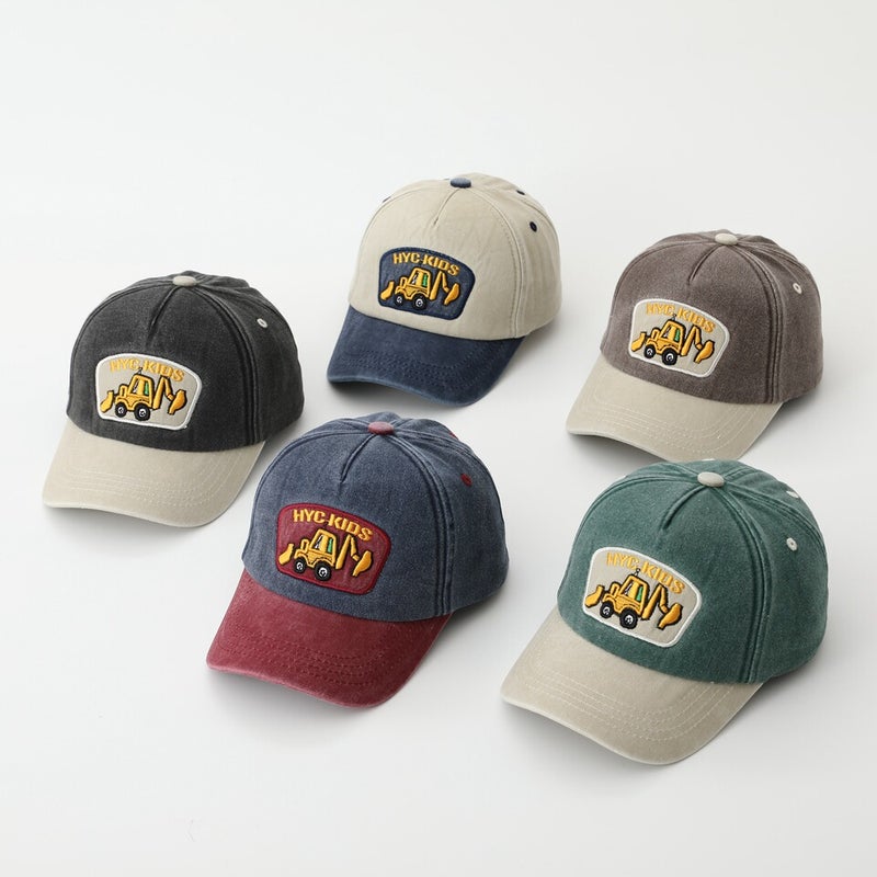 Excavator Kids Cap Washed Patch Baseball Hat Cotton - Image 2
