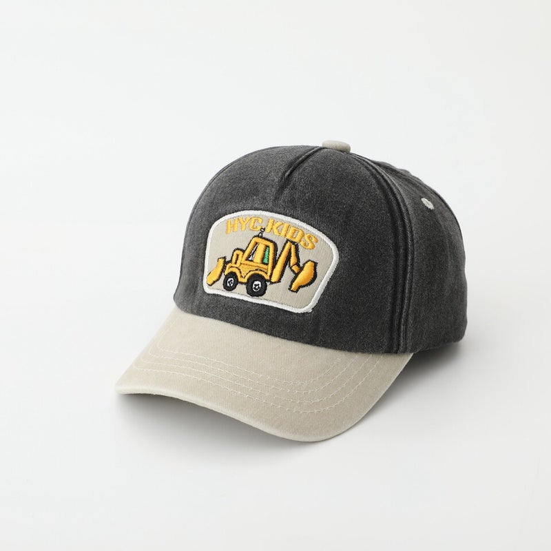 Excavator Kids Cap Washed Patch Baseball Hat Cotton - Image 1