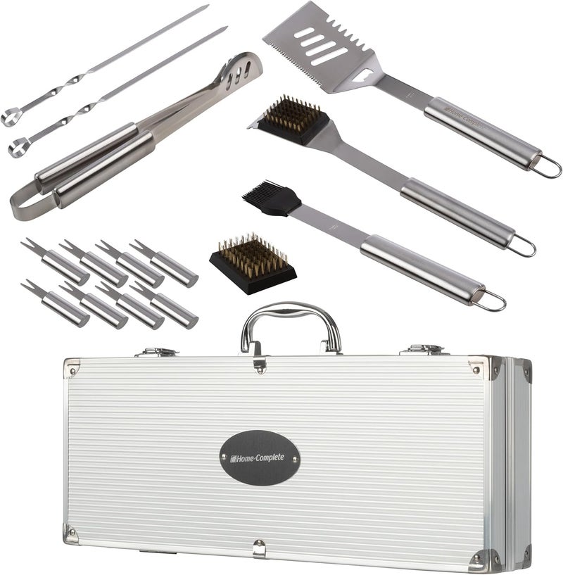 Home-Complete 16-Piece BBQ Grill Accessories Set - Barbecue Tool Kit with Aluminum Case for Home Grilling - Great Gift for Birthday or Father’s Day by - Image 2