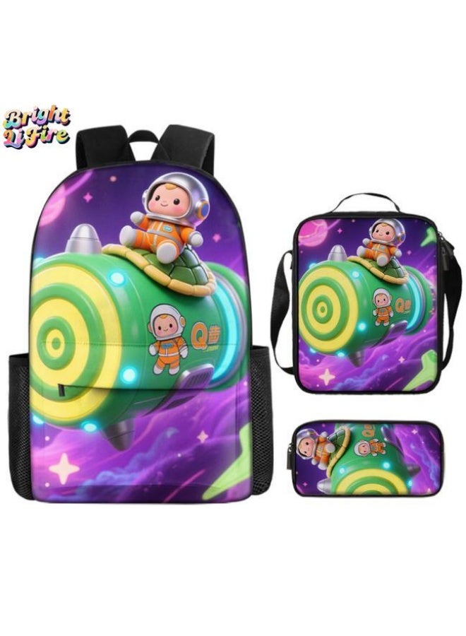 Bright Li Fire Fashion is unlimited! Cartoon bag three-piece set, suitable for a variety of scenes for students and teenagers (available for students, children, friends on outings, mountain climbing, schooling, etc.) - 35 - Image 1