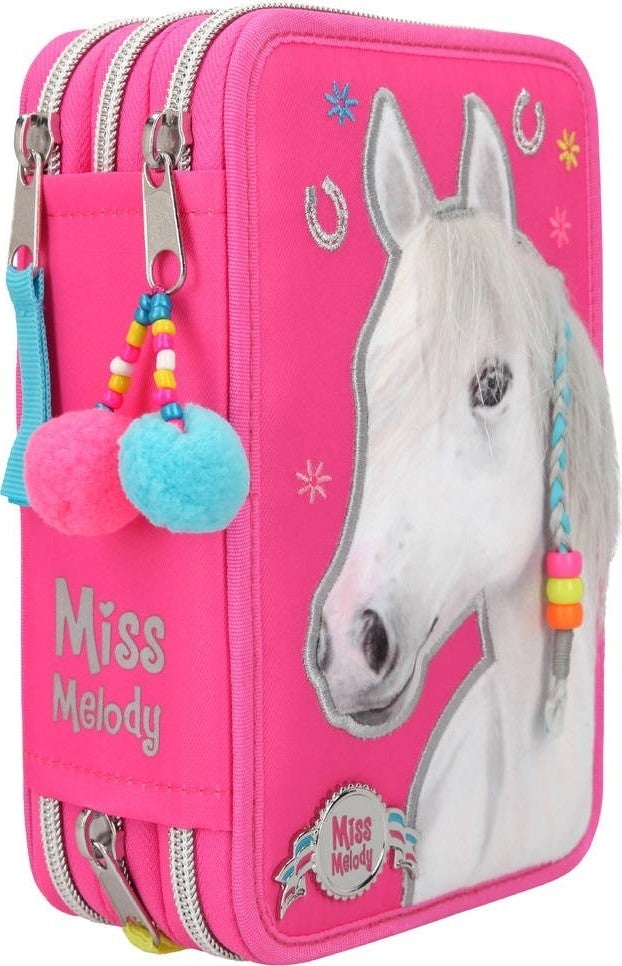Top Model Miss Melody Triple Pencil Case Pink 3 Layer Full Pencil Box  - Image 2