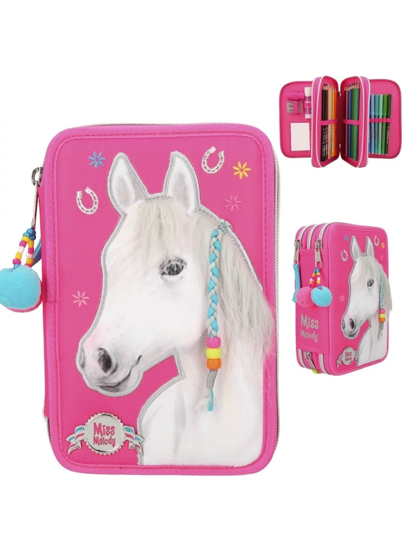 Top Model Miss Melody Triple Pencil Case Pink 3 Layer Full Pencil Box