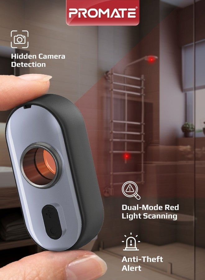 PROMATE InfraSense Portable Hidden Camera Detector with Infrared Lens Detection, Red Light Scanner, 80dB Anti-Theft Alarm, Emergency Siren, LED Flashlight, Rechargeable Privacy Protection Device for Travel, Hotels - Image 1