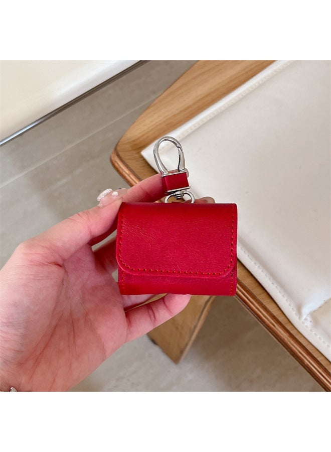 Loquat Suitable For AppleAirpods4 Headphone Case Solid Color Cow Pattern Leather Case Earphone Case Earphone Case-Color:Picture No. 1-Model:Airpods 3  - Image 5