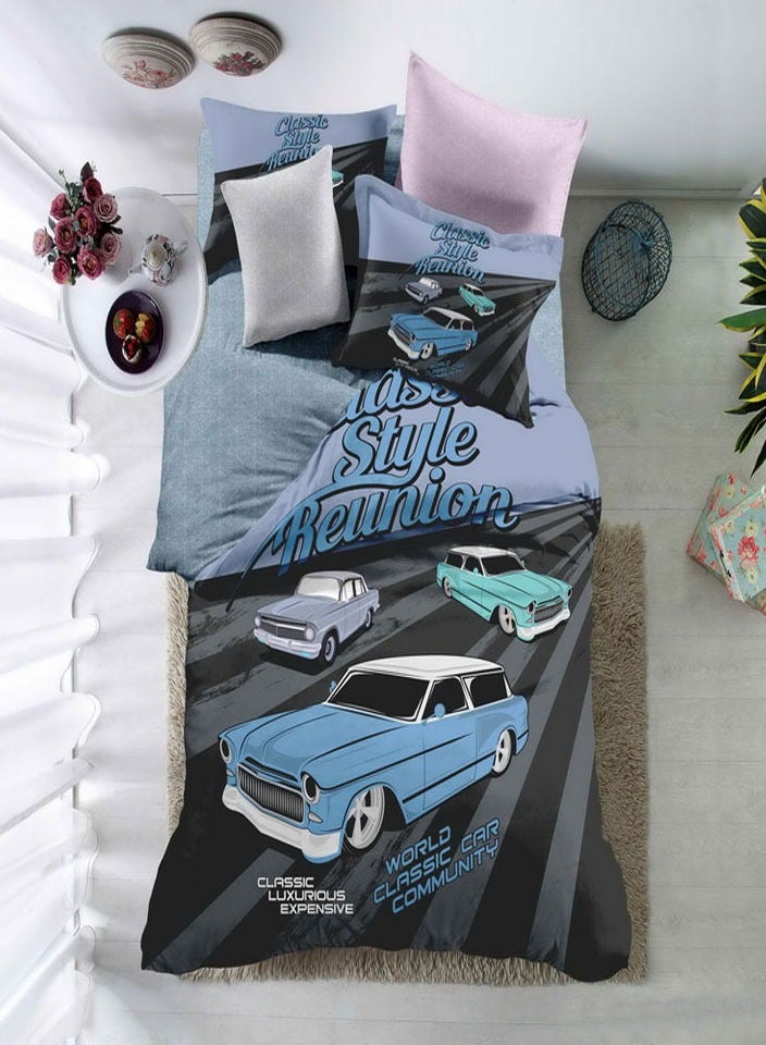 فيفوريت فيفرت طقم لحاف أطفال أزرق نقشة بألوان متعددة سنجل نفر طقم 4 قطع - Image 1