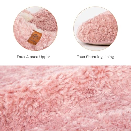 EverFoams Women's Fuzzy Slip-on Slippers Warm Cozy Soft Lightweight Memory Foam Indoor House Shoes Pink, 7-8 US - Image 4