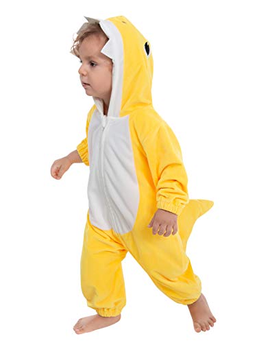 HSCTEK Newborn Shark Baby Costume, Infant Animal Onesie Cosplay Boys Girls, Halloween Pajamas Clothes Toddler Kids Child Yellow, 3-6 Months - Image 4