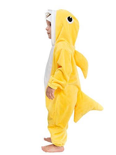 HSCTEK Newborn Shark Baby Costume, Infant Animal Onesie Cosplay Boys Girls, Halloween Pajamas Clothes Toddler Kids Child Yellow, 3-6 Months - Image 1