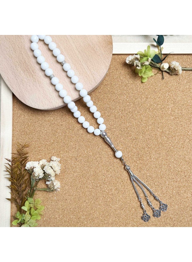 NIBEMINENT 33 Muslim Prayer Beads White/10mm 