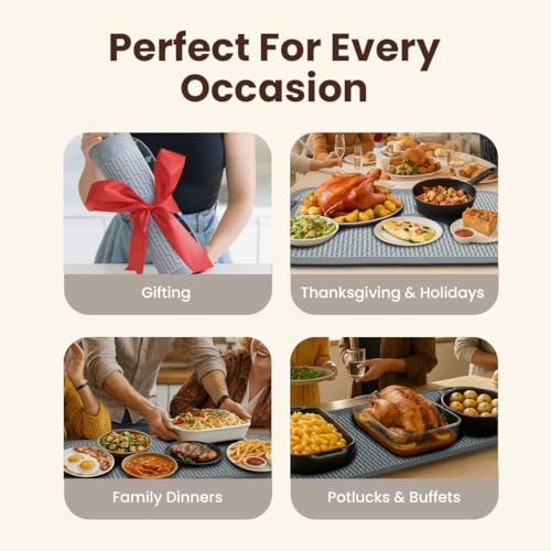 Plateful Warming Mat for Food Food Warming Mat for Buffets Party Electric Heating TraysPad Warmer for Countertop Warm Tray to Keep Plates Hot for Kitchen Party - Image 3