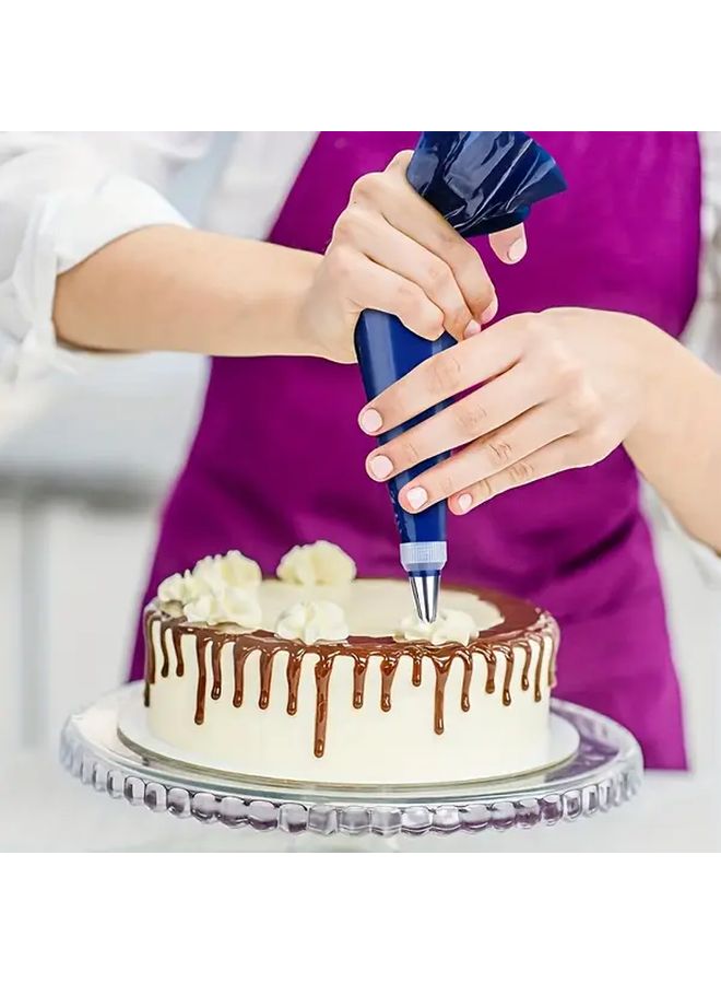 22 Pcs Heavy Duty Plastic Reusable Cake Piping Bags Set Dark Blue Thickened Non Slip Reusable Self Sealed Dustproof Design Non Slip Grip Nail Free Tips Easy Fill System Storage Drum Precise Control For Wedding Birthday Christmas Halloween Cakes Durable Hygienic Baking Tools Spill Proof Vibrant Colors Convenient Storage Drum For Frosting Cream Decorations - Image 5