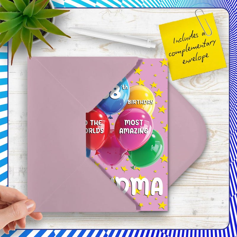 Stuff4 Grandma 88th Birthday Card - Worlds Most Amazing - Happy Birthday Card for 88 Year Old Grandma from Grandson Granddaughter  A5 Balloons and Stars Bday Greeting Cards - Image 5