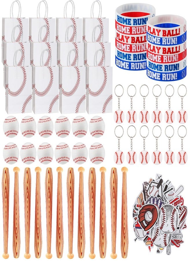 Liliful 110 Pcs Baseball Party Favors Includes Baseball Gift Bags Stress Balls Keychain Bracelets Inflatable Baseball Bat Stickers for Kids Sport Events Birthday Party Supplies - Image 1