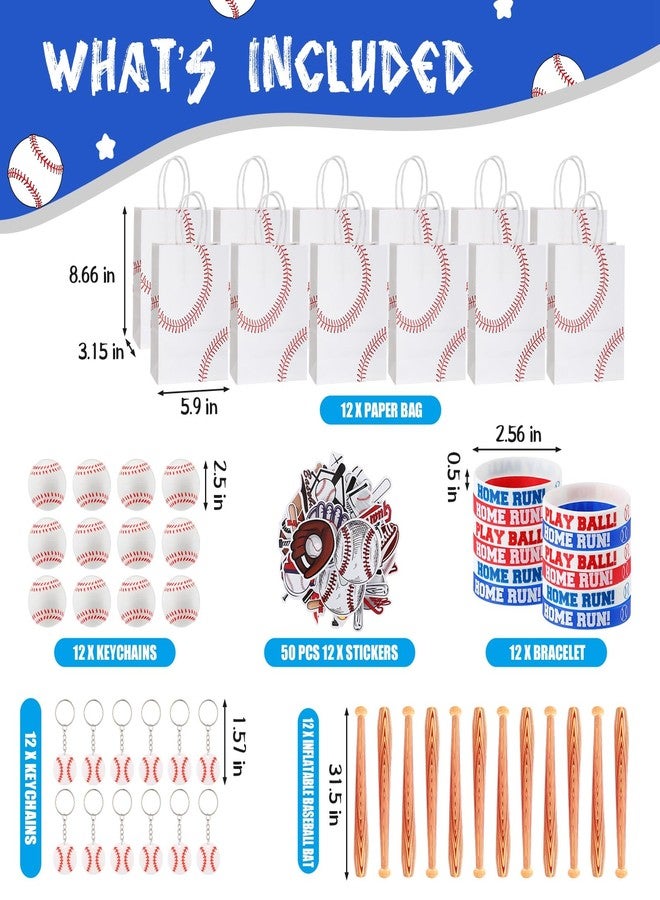 Liliful 110 Pcs Baseball Party Favors Includes Baseball Gift Bags Stress Balls Keychain Bracelets Inflatable Baseball Bat Stickers for Kids Sport Events Birthday Party Supplies - Image 2