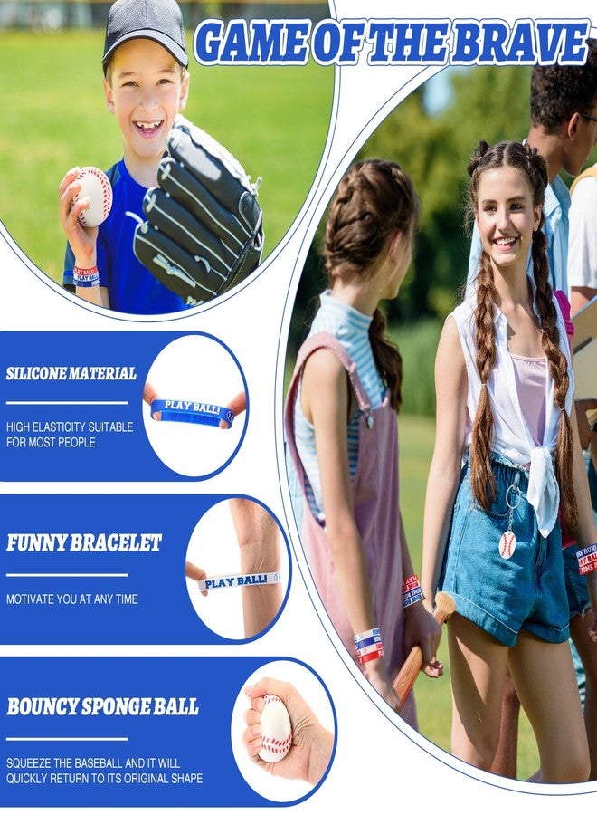 Liliful 110 Pcs Baseball Party Favors Includes Baseball Gift Bags Stress Balls Keychain Bracelets Inflatable Baseball Bat Stickers for Kids Sport Events Birthday Party Supplies - Image 4