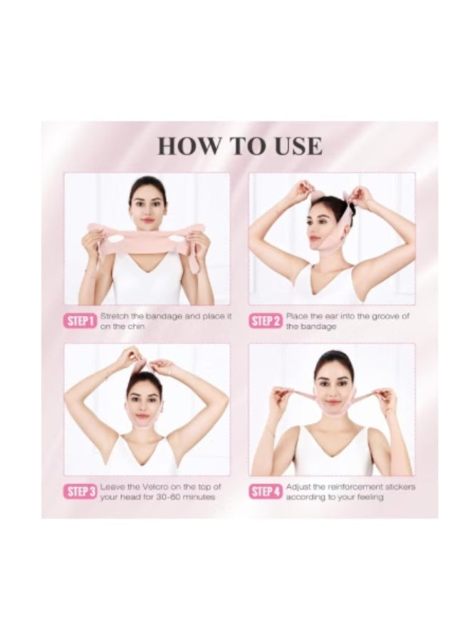 virenia V Line Lifting Chin Strap for Sleeping – Adjustable Jaw Strap & Jawline Shaper – Anti-Snoring Support – Pink - Image 3