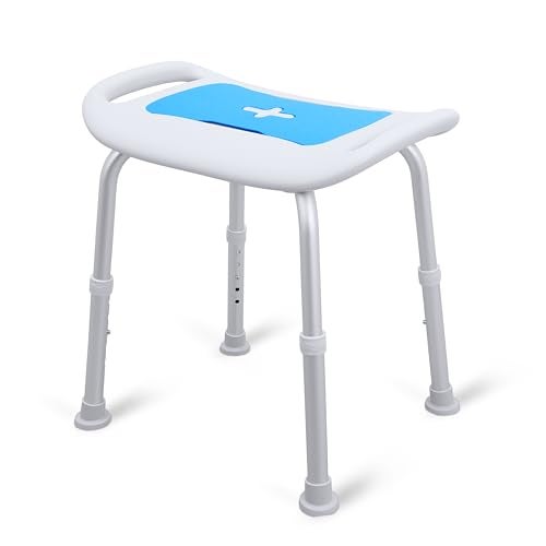 KosmoCare Crest Series Shower Bench with Height Adjustable, Tool-Free Assembly Shower Chair with Anti-Slip Rubber Tips for Safety of Seniors & Elderly - Without Back & Armrest - Image 1