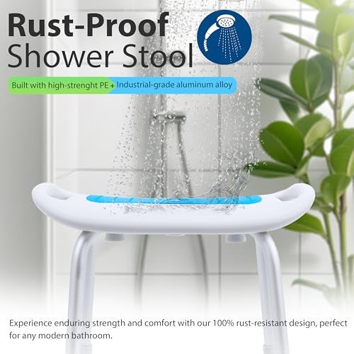 KosmoCare Crest Series Shower Bench with Height Adjustable, Tool-Free Assembly Shower Chair with Anti-Slip Rubber Tips for Safety of Seniors & Elderly - Without Back & Armrest - Image 4