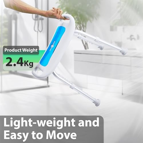 KosmoCare Crest Series Shower Bench with Height Adjustable, Tool-Free Assembly Shower Chair with Anti-Slip Rubber Tips for Safety of Seniors & Elderly - Without Back & Armrest - Image 2