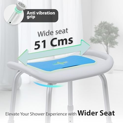 KosmoCare Crest Series Shower Bench with Height Adjustable, Tool-Free Assembly Shower Chair with Anti-Slip Rubber Tips for Safety of Seniors & Elderly - Without Back & Armrest - Image 3