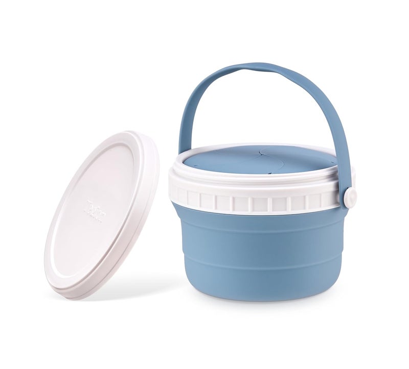 Tegion No Spill Silicone Toddler Snack Containers Detachable Silicone Flap for FillingCleaning CrumbFree Hard Plastic Screw Travel Lid UltraSoft for Baby Kids Hand InOut Snack Cup Holder 12 oz - Image 1