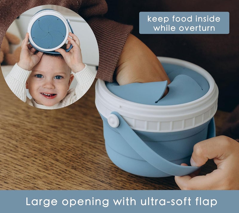 Tegion No Spill Silicone Toddler Snack Containers Detachable Silicone Flap for FillingCleaning CrumbFree Hard Plastic Screw Travel Lid UltraSoft for Baby Kids Hand InOut Snack Cup Holder 12 oz - Image 4