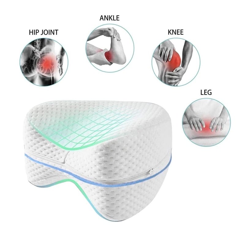 JAPTI Memory Foam Leg Pillow for Knee Wedge Sleeping Sciatica Back and Thigh Leg Support Hip Joint Pain Relief Cushion, Orthopedic Pillow with Cover for Side Sleeper Women(1pcs/Multicolor) - Image 3