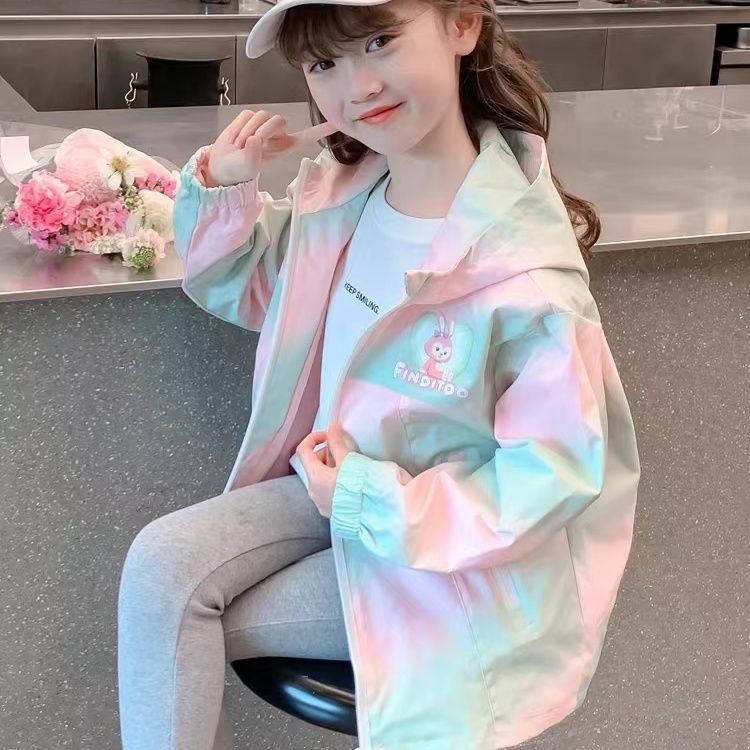 Girls' 2025 Jacket Western-Style Internet-Famous Children'S Hooded Baby Spring Mid-Size Children'S Autumn Thin Gradient Autumn - Image 1