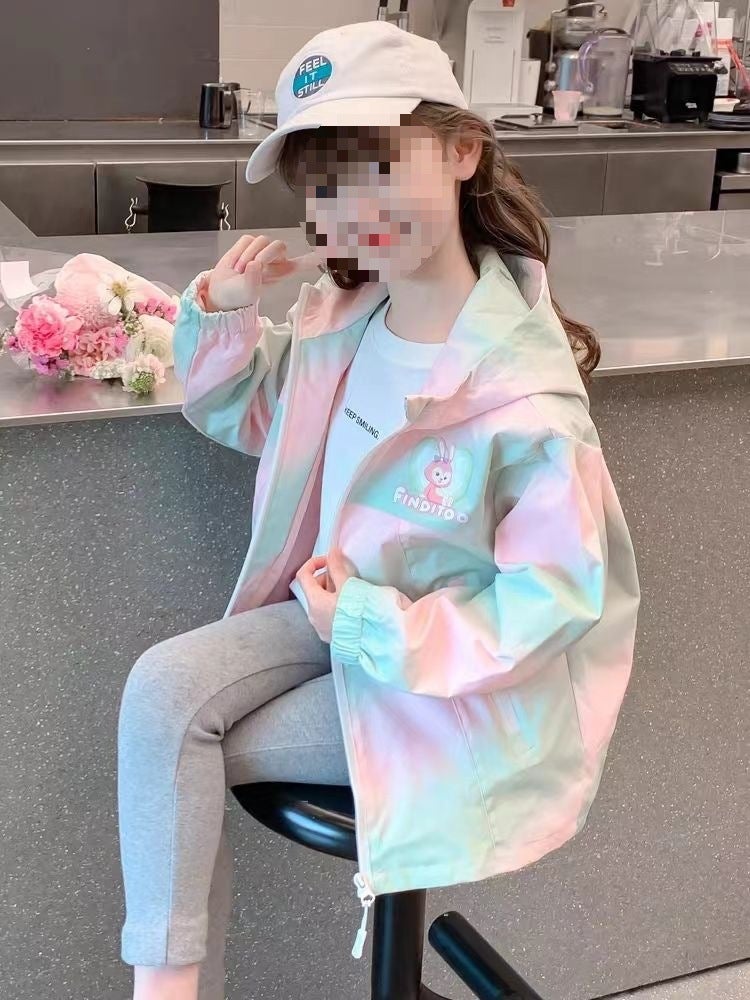 Girls' 2025 Jacket Western-Style Internet-Famous Children'S Hooded Baby Spring Mid-Size Children'S Autumn Thin Gradient Autumn - Image 4