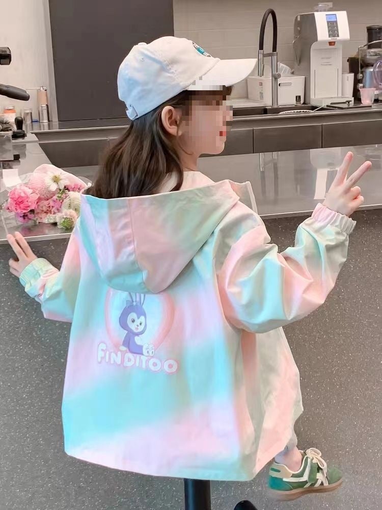 Girls' 2025 Jacket Western-Style Internet-Famous Children'S Hooded Baby Spring Mid-Size Children'S Autumn Thin Gradient Autumn - Image 3