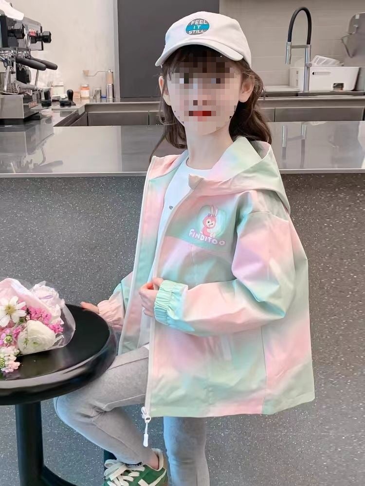 Girls' 2025 Jacket Western-Style Internet-Famous Children'S Hooded Baby Spring Mid-Size Children'S Autumn Thin Gradient Autumn - Image 5