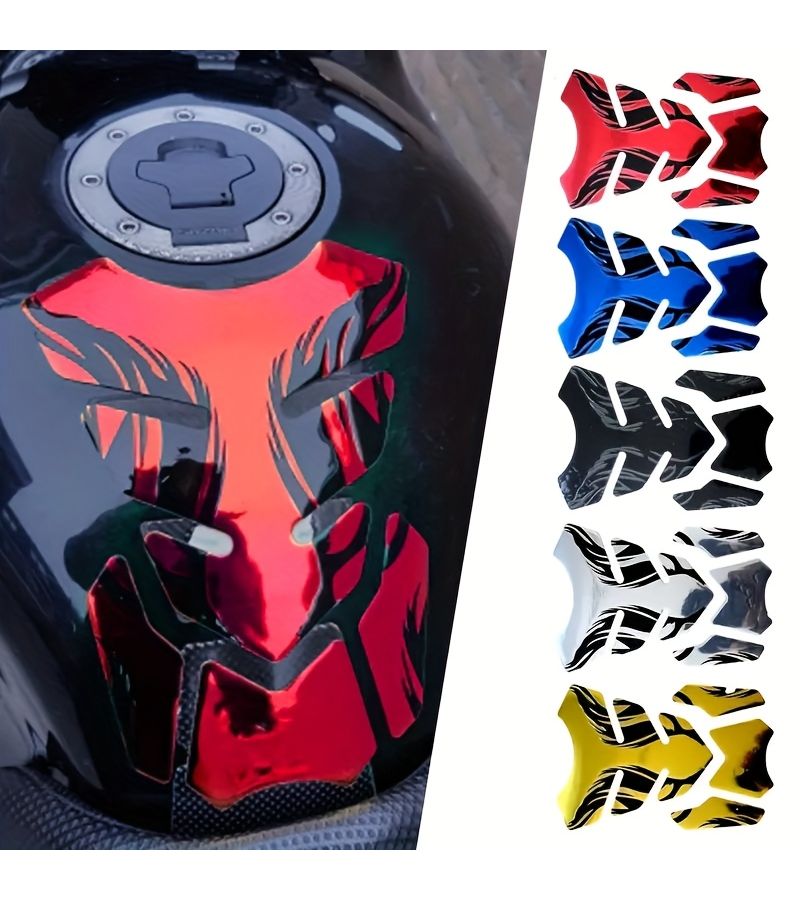 Yellow Waterproof Scratch Resistant 3D Motorcycle Fuel Tank Cover Sticker Protector - Image 1