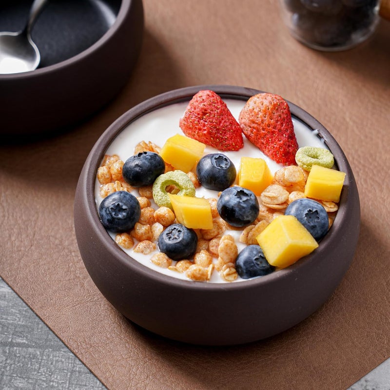 Uaral Small Bowls 8 Ounces Dipping Bowls Color Clay Flat Base Bowl SetTwoTone Color Porcelain Shallow BowlsSet of 445inchBrown Clay and Black - Image 2