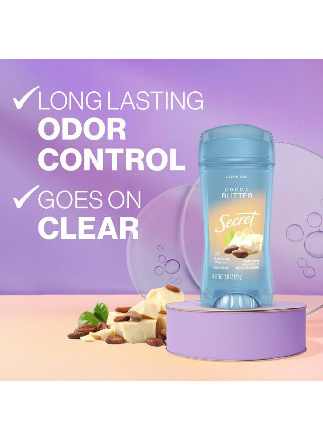 Secret Fresh Antiperspirant Deodorant for Women, 72hr Breathable Sweat & Odor Protection, Instant Freshness & Gentle, PH Balancing Minerals, Clear Gel, Cocoa Butter Scent, 2.6 oz - Image 2