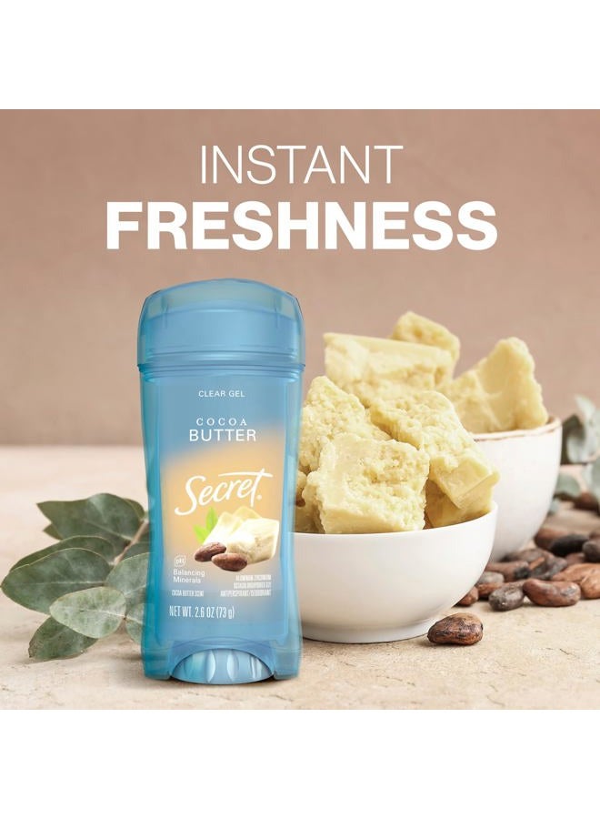 Secret Fresh Antiperspirant Deodorant for Women, 72hr Breathable Sweat & Odor Protection, Instant Freshness & Gentle, PH Balancing Minerals, Clear Gel, Cocoa Butter Scent, 2.6 oz - Image 5