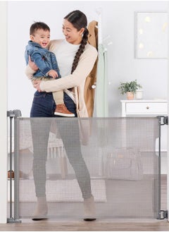 Regalo Extra Wide Retractable Baby Gate | Expands Up to 50” | Secure Mesh Barrier | Lock/Unlock Indicator | Easy Install with Hardware Mount | Pet-Friendly | 30” Tall | Gray  - Image 1
