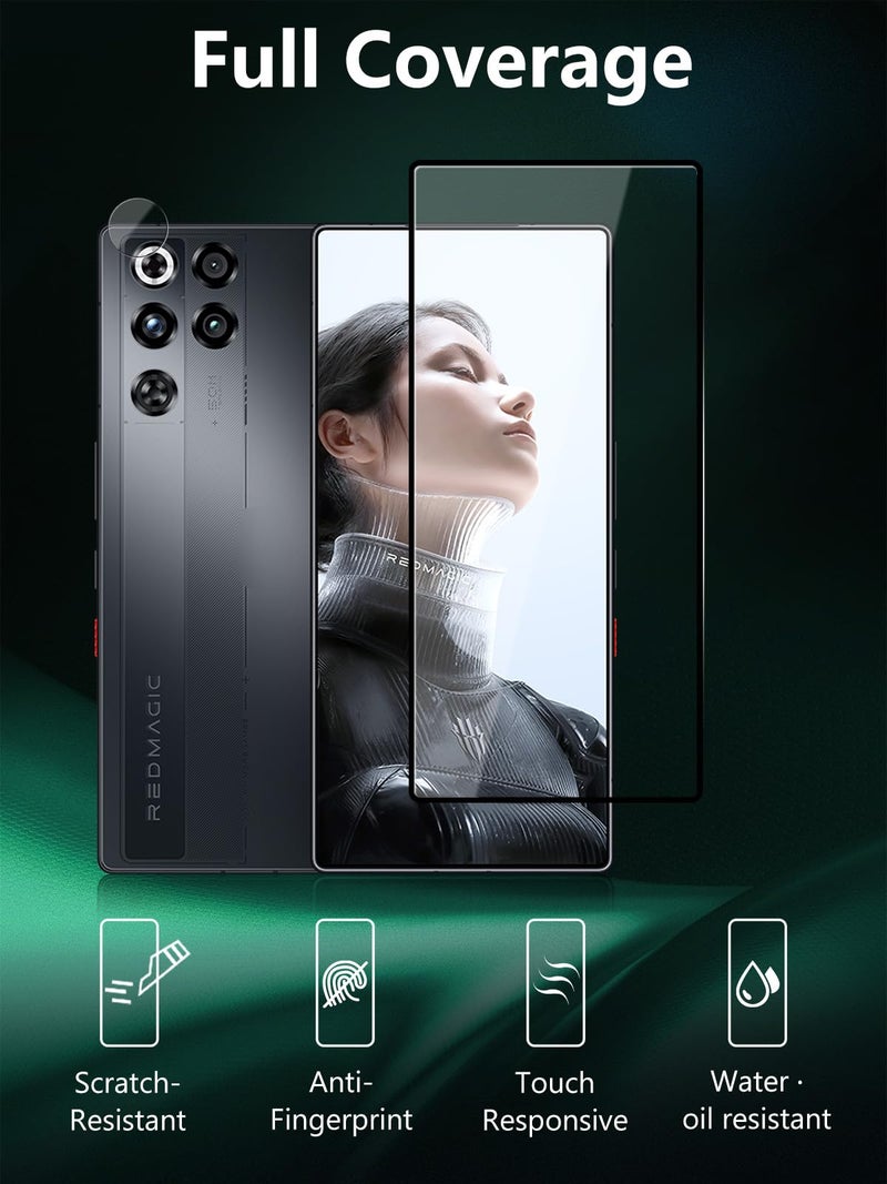 Oshmirian 2Pcs Screen Protector for RedMagic 11 Pro/Pro+,Dust Plugs Set – 9H Tempered Glass Film,Anti-Scratch,Anti-Fingerprint,Bubble-Free,Full Coverage,Easy Installation - Image 2