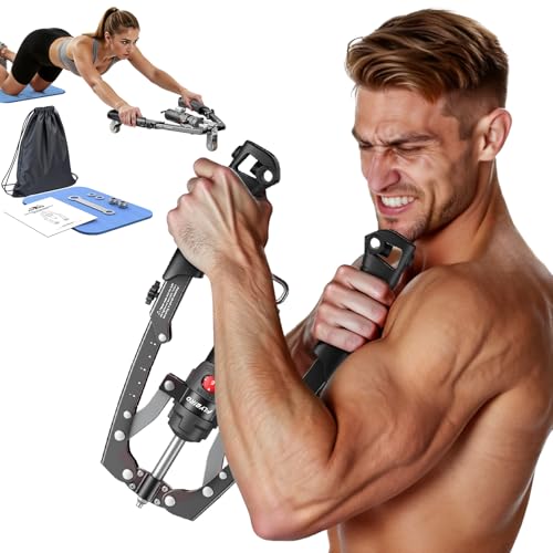 FLYBIRD Twister Arm Trainer, Hydraulic Power Core Twister Chest Workout Equipment, Adjustable 22-440LBS Chest Trainer for Men, 3 in 1 Chest and Arm Exerciser with Ab Roller Wheel, Include Backpack&Pad - Image 1