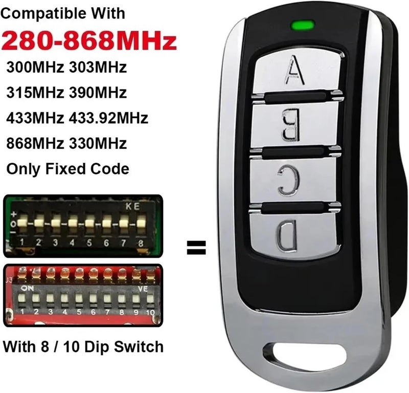 Garage Door Remote, Multi-Frequency 250-915 MHz Clone Copy Replication Remote Control 868 Brand Garage Door 433MHz(1pcs-Blcak) - Image 5