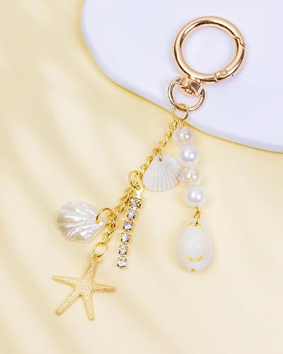 JIMYICLR Gold Beach Bag Keychain Starfish Pearl Seashell Purse Charms for Handbags Cute Bag Charm Accessories for Women - Image 5